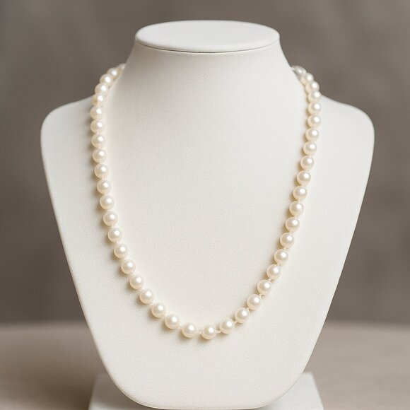 Vintage Akoya Pearls Individually Knotted with Silver Clasp EUC - Picture 1 of 7